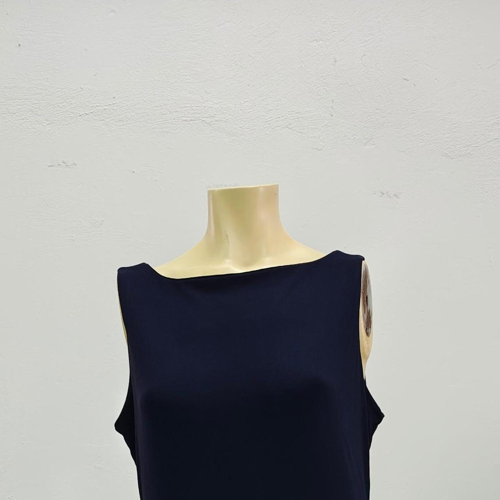 NY&CO New York & Company Navy Blue Sleeveless Boat Neck Top Shell
